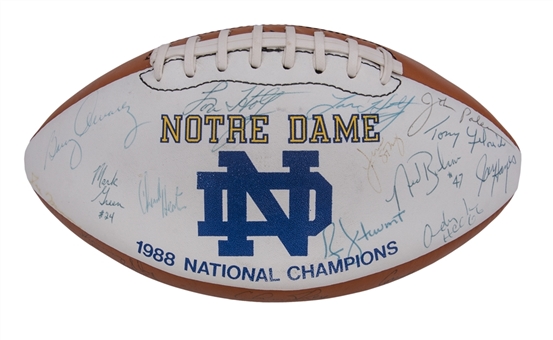 1988 National Champion Notre Dame Team Signed Football (Holtz LOA & JSA)